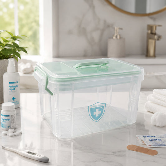 Plastic Medicine Storage Box With Lid For First Aid Tablet Healthcare Organizer (1 Pc)