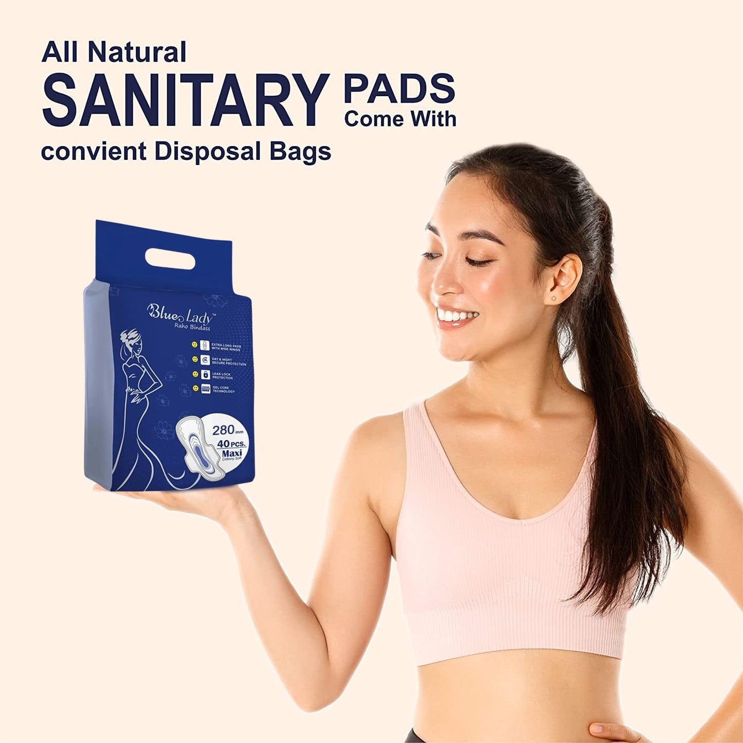 Blue Lady Extra Long Pads With Wides Wings Sanitary Pads  280 Mm 40-pack