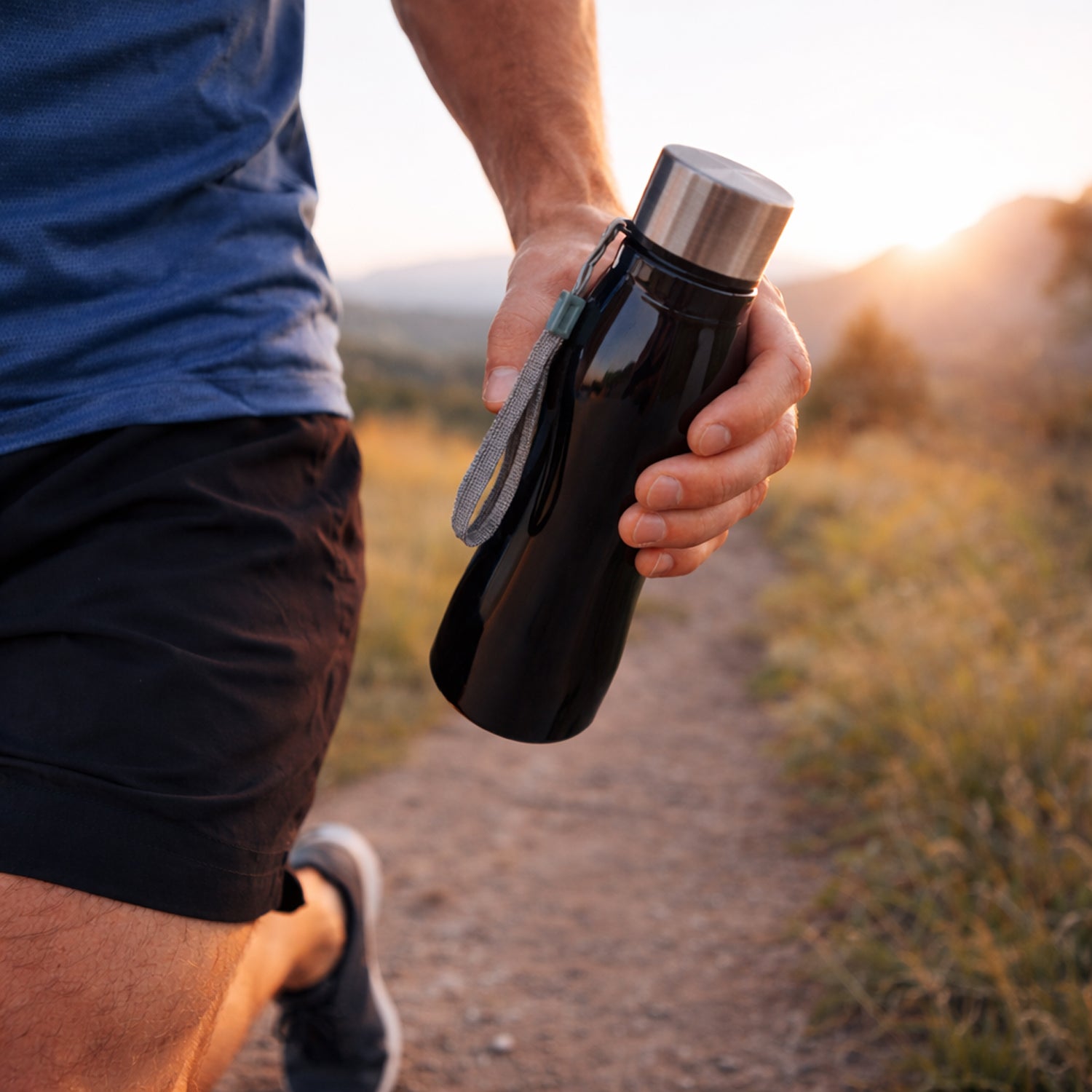 Stainless Steel Water Bottle With Carry Strap 600 Ml