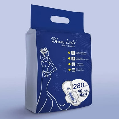 Blue Lady Extra Long Pads With Wides Wings Sanitary Pads  280 Mm 40-pack
