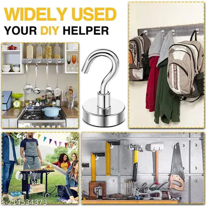 Magnetic Utility Magnet Hooks for Hanging Kitchen, Cruise, Classroom, Workplace, Office and Garage pack of 6