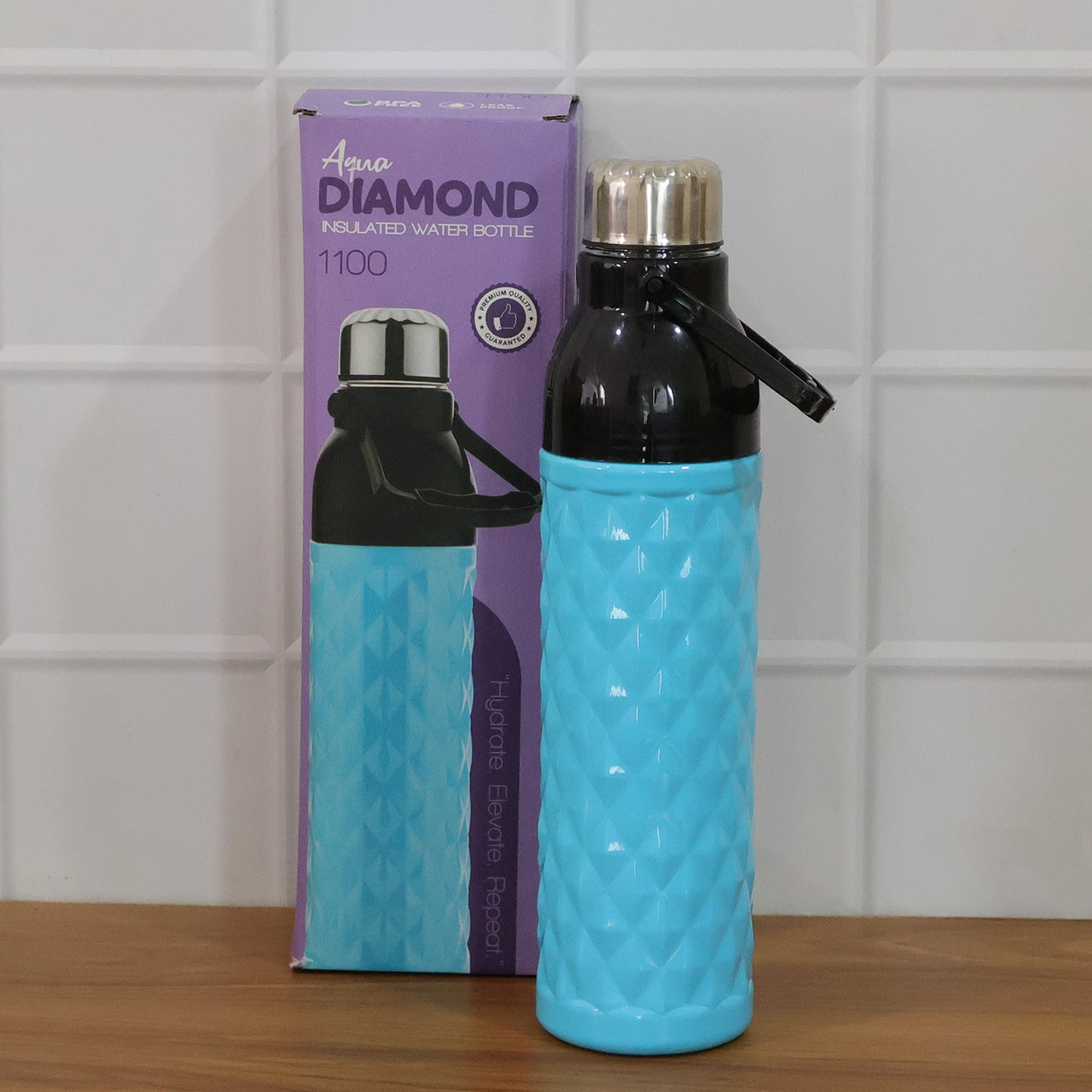 Plastic 1100 Ml Approx Diamond Texture Sports Water Bottle (1 Pc)