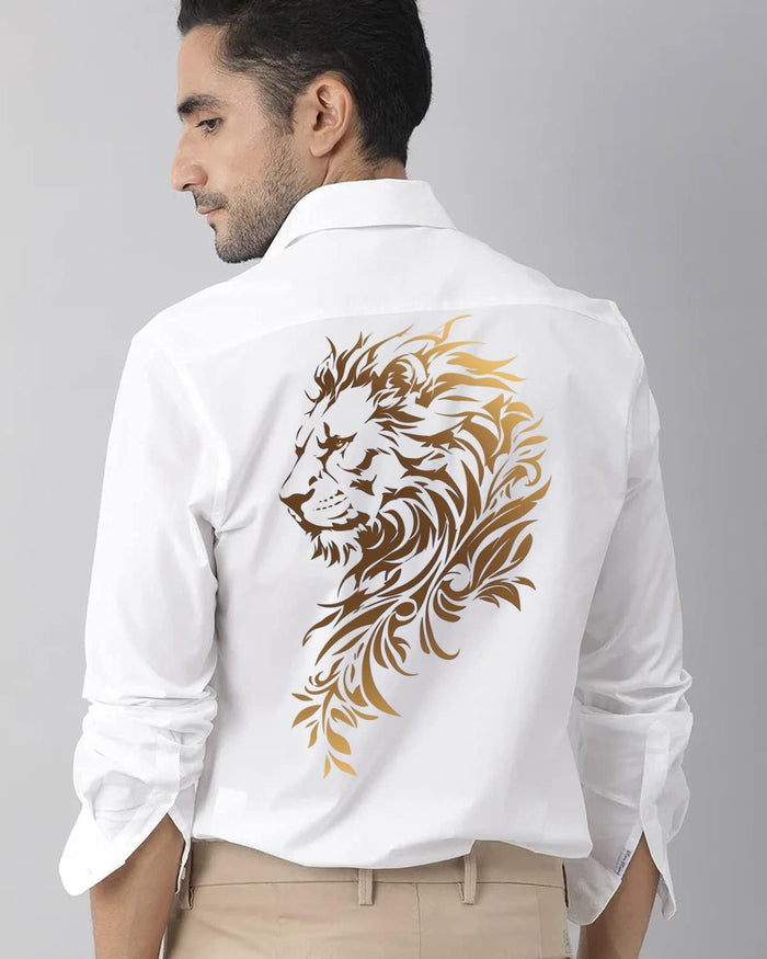Men Regular Fit Lion Printed Casual Shirt