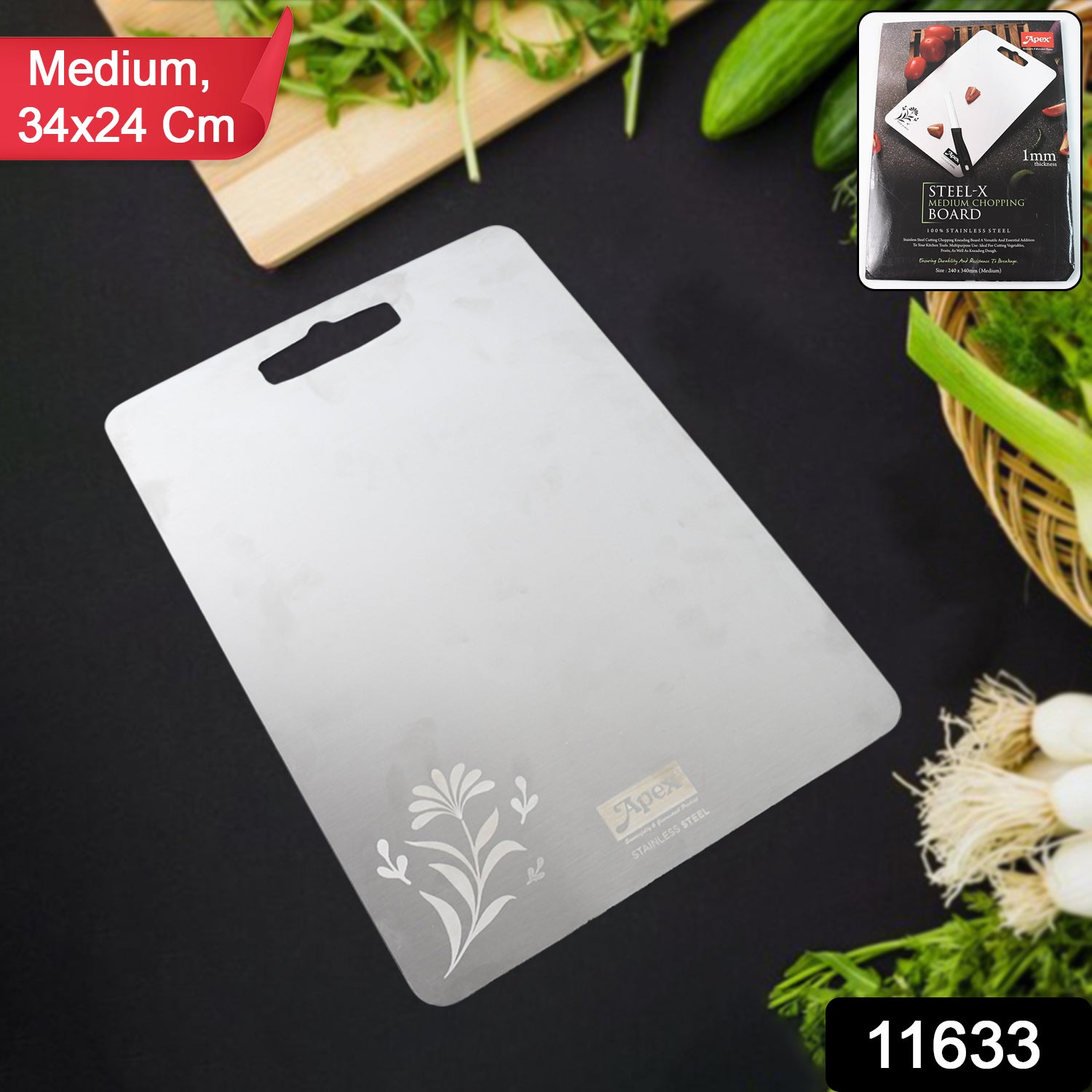 Apex Steel-x Stainless Steel Medium Chopping Board