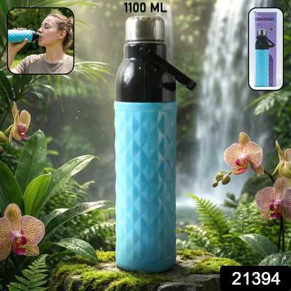 Plastic 1100 Ml Approx Diamond Texture Sports Water Bottle (1 Pc)