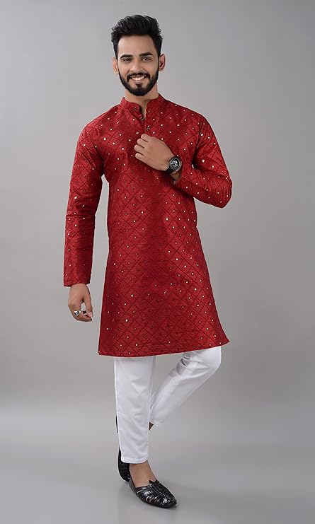 VILLAIN Premium Embellished Work Kurta for Men